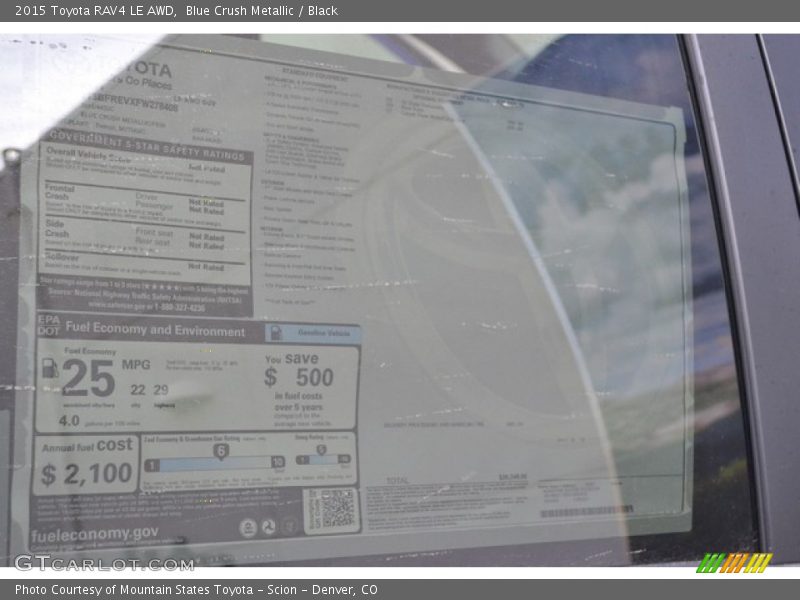 Blue Crush Metallic / Black 2015 Toyota RAV4 LE AWD