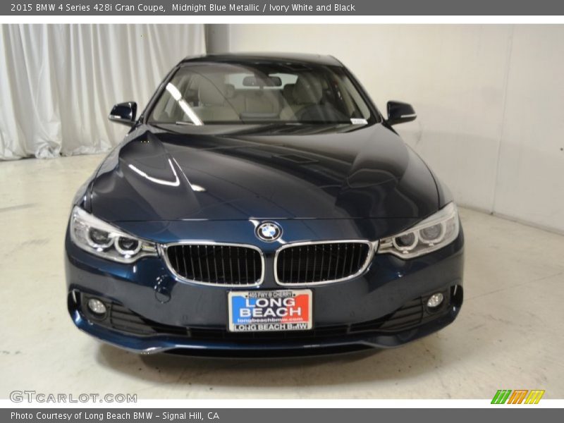 Midnight Blue Metallic / Ivory White and Black 2015 BMW 4 Series 428i Gran Coupe