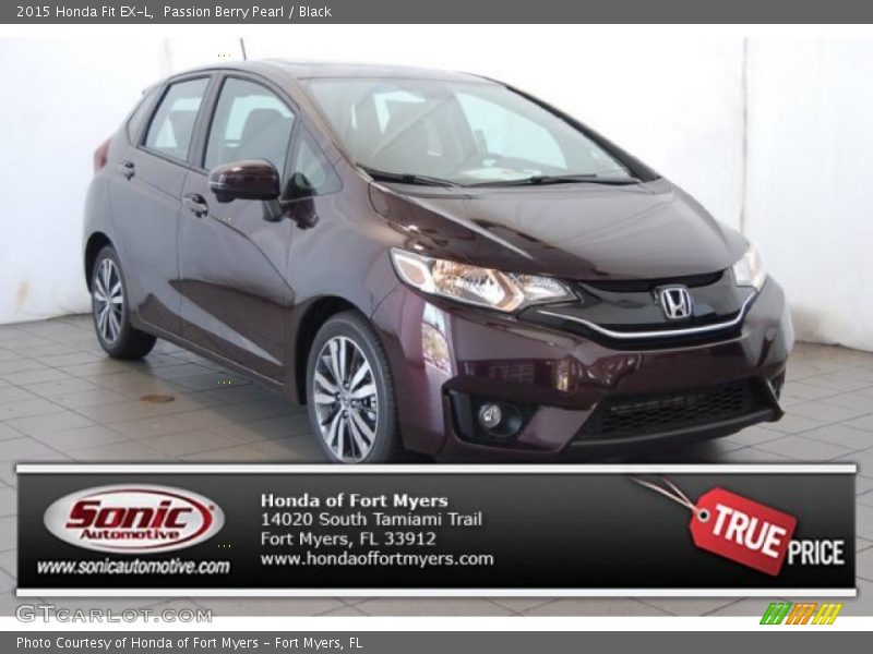 Passion Berry Pearl / Black 2015 Honda Fit EX-L