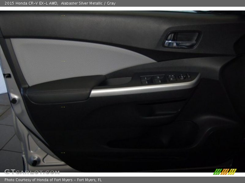 Alabaster Silver Metallic / Gray 2015 Honda CR-V EX-L AWD