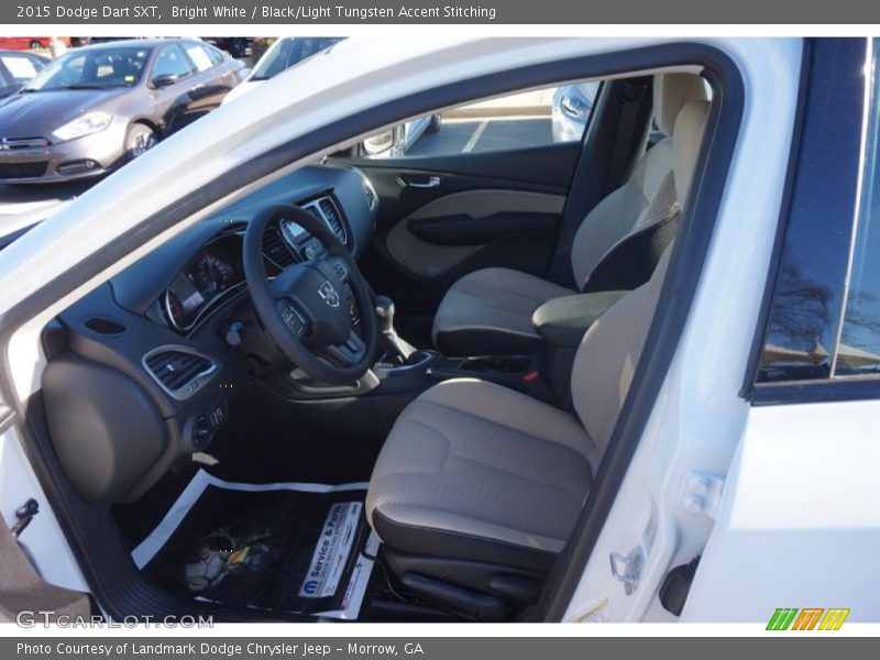 Bright White / Black/Light Tungsten Accent Stitching 2015 Dodge Dart SXT