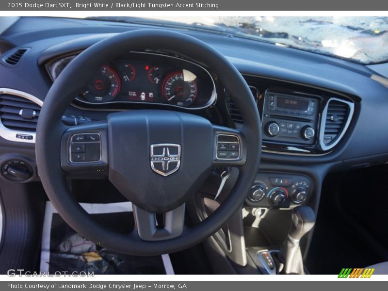 Bright White / Black/Light Tungsten Accent Stitching 2015 Dodge Dart SXT