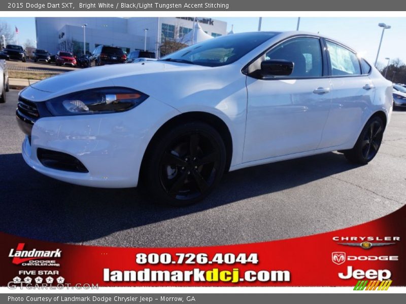 Bright White / Black/Light Tungsten Accent Stitching 2015 Dodge Dart SXT
