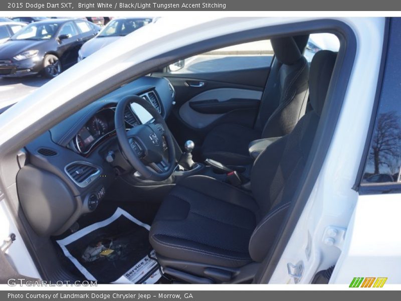 Bright White / Black/Light Tungsten Accent Stitching 2015 Dodge Dart SXT