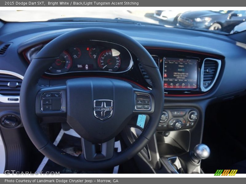 Bright White / Black/Light Tungsten Accent Stitching 2015 Dodge Dart SXT
