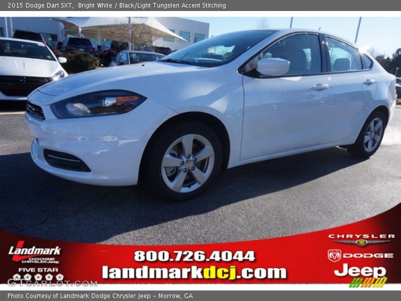 Bright White / Black/Light Tungsten Accent Stitching 2015 Dodge Dart SXT