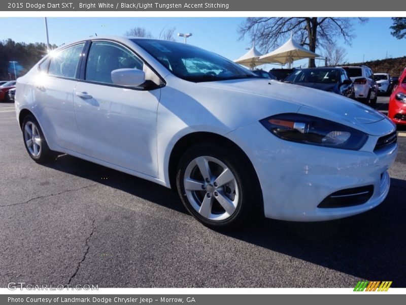 Bright White / Black/Light Tungsten Accent Stitching 2015 Dodge Dart SXT
