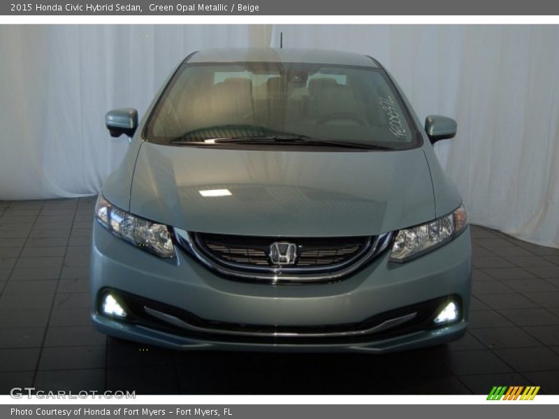 Green Opal Metallic / Beige 2015 Honda Civic Hybrid Sedan