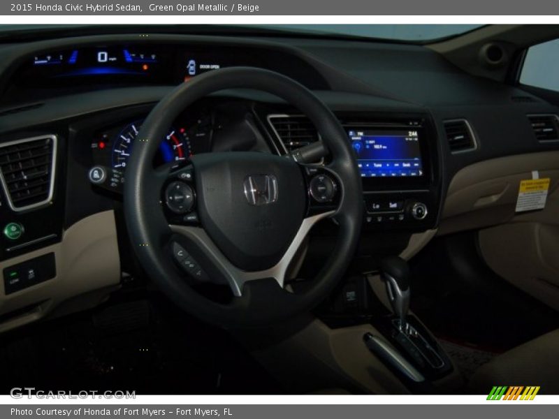 Green Opal Metallic / Beige 2015 Honda Civic Hybrid Sedan