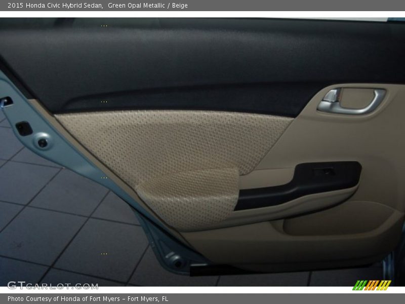 Green Opal Metallic / Beige 2015 Honda Civic Hybrid Sedan