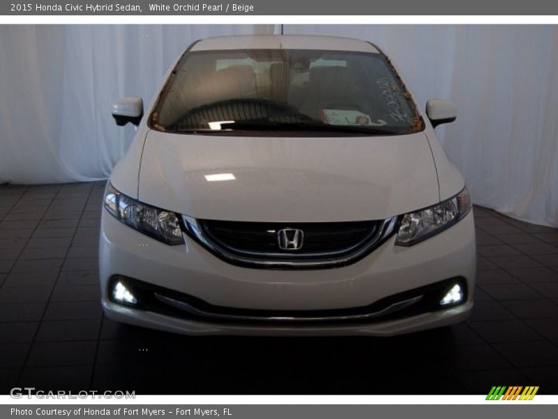 White Orchid Pearl / Beige 2015 Honda Civic Hybrid Sedan