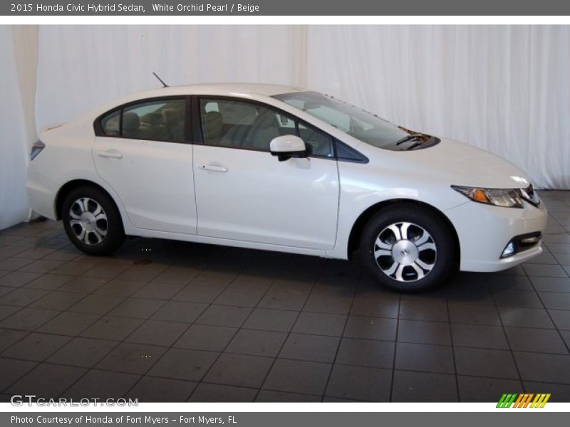 White Orchid Pearl / Beige 2015 Honda Civic Hybrid Sedan