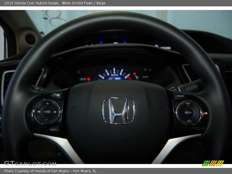 White Orchid Pearl / Beige 2015 Honda Civic Hybrid Sedan
