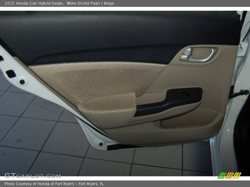 White Orchid Pearl / Beige 2015 Honda Civic Hybrid Sedan