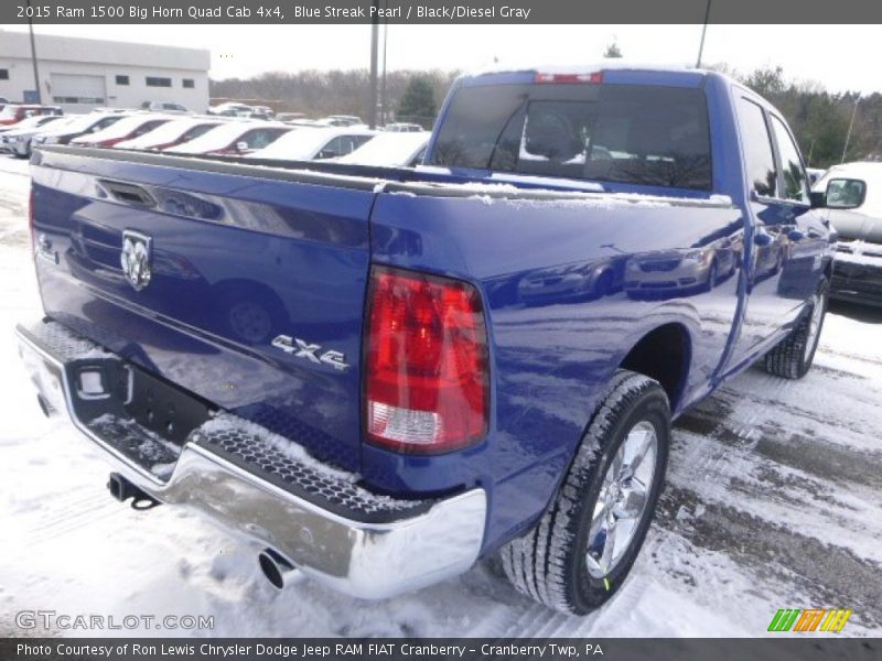 Blue Streak Pearl / Black/Diesel Gray 2015 Ram 1500 Big Horn Quad Cab 4x4