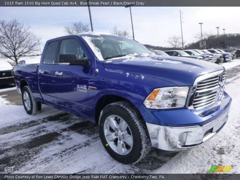 Blue Streak Pearl / Black/Diesel Gray 2015 Ram 1500 Big Horn Quad Cab 4x4