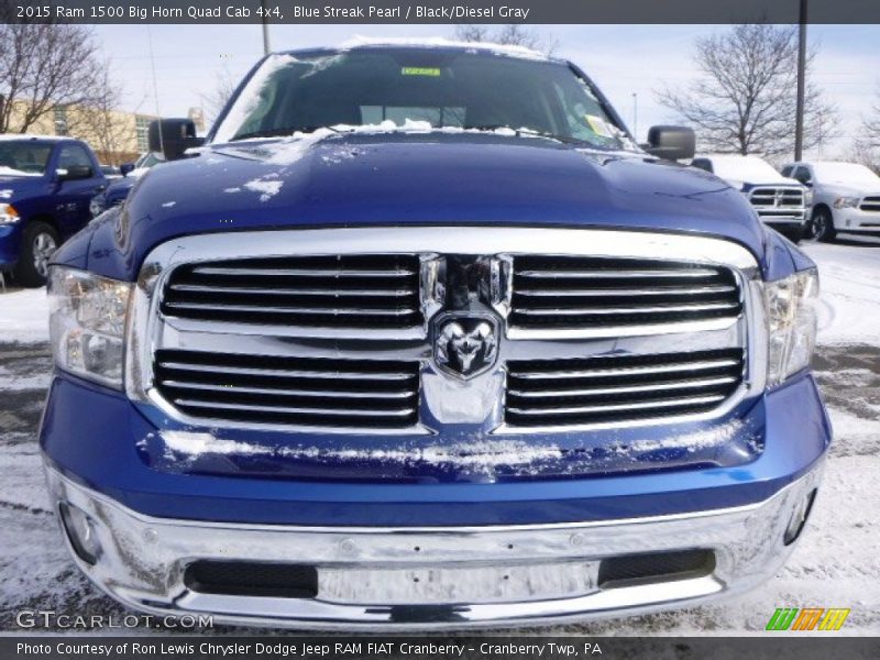 Blue Streak Pearl / Black/Diesel Gray 2015 Ram 1500 Big Horn Quad Cab 4x4