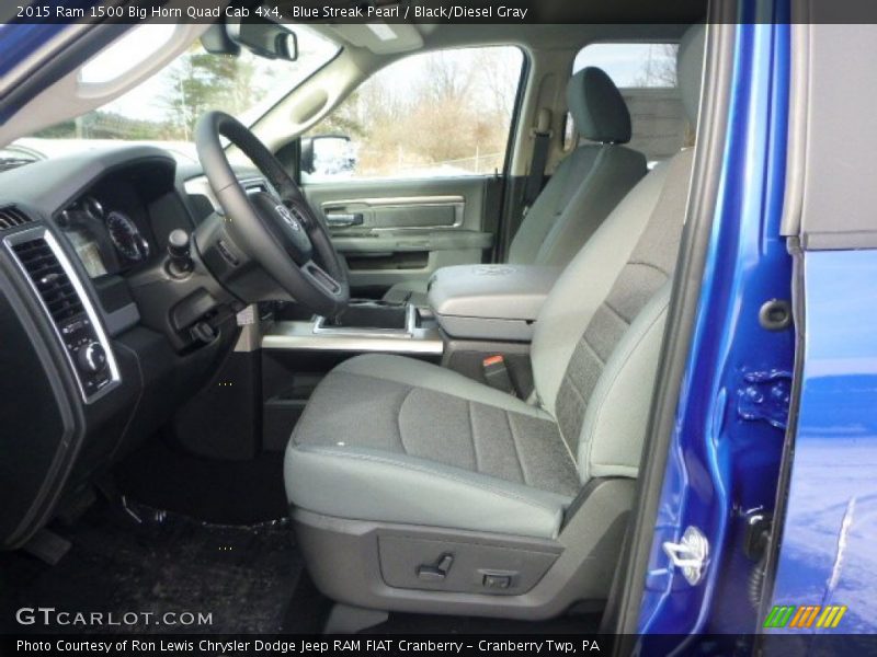 Blue Streak Pearl / Black/Diesel Gray 2015 Ram 1500 Big Horn Quad Cab 4x4