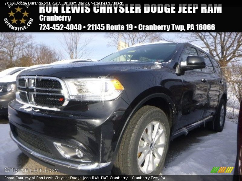 Brilliant Black Crystal Pearl / Black 2015 Dodge Durango SXT AWD