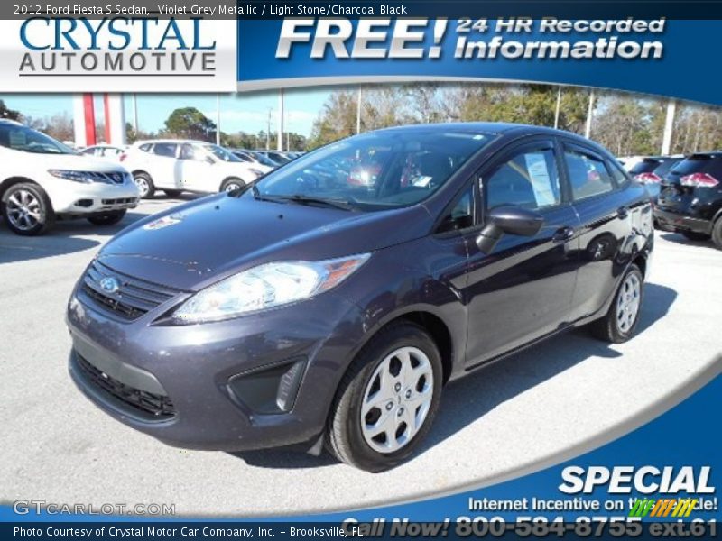 Violet Grey Metallic / Light Stone/Charcoal Black 2012 Ford Fiesta S Sedan