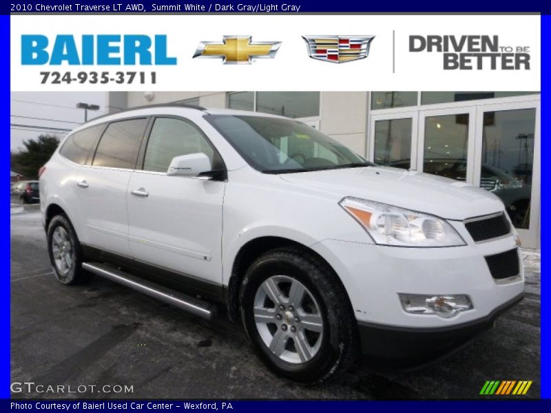 Summit White / Dark Gray/Light Gray 2010 Chevrolet Traverse LT AWD