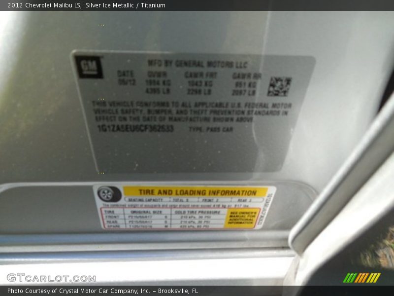 Silver Ice Metallic / Titanium 2012 Chevrolet Malibu LS