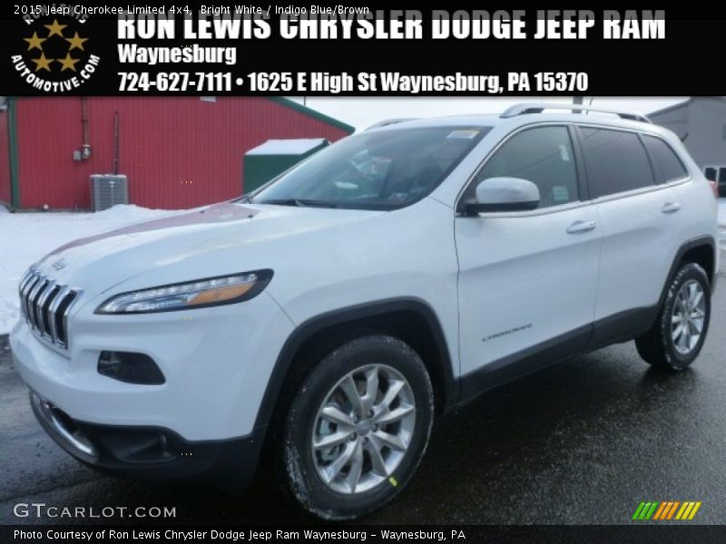 Bright White / Indigo Blue/Brown 2015 Jeep Cherokee Limited 4x4