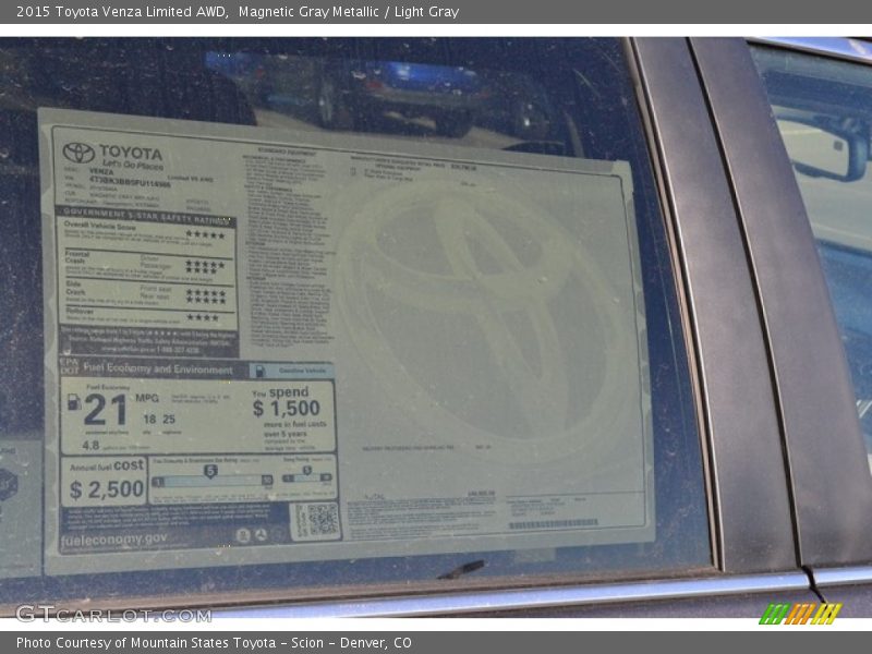 Magnetic Gray Metallic / Light Gray 2015 Toyota Venza Limited AWD