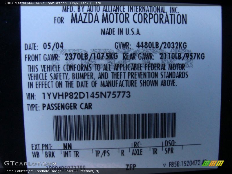 Onyx Black / Black 2004 Mazda MAZDA6 s Sport Wagon