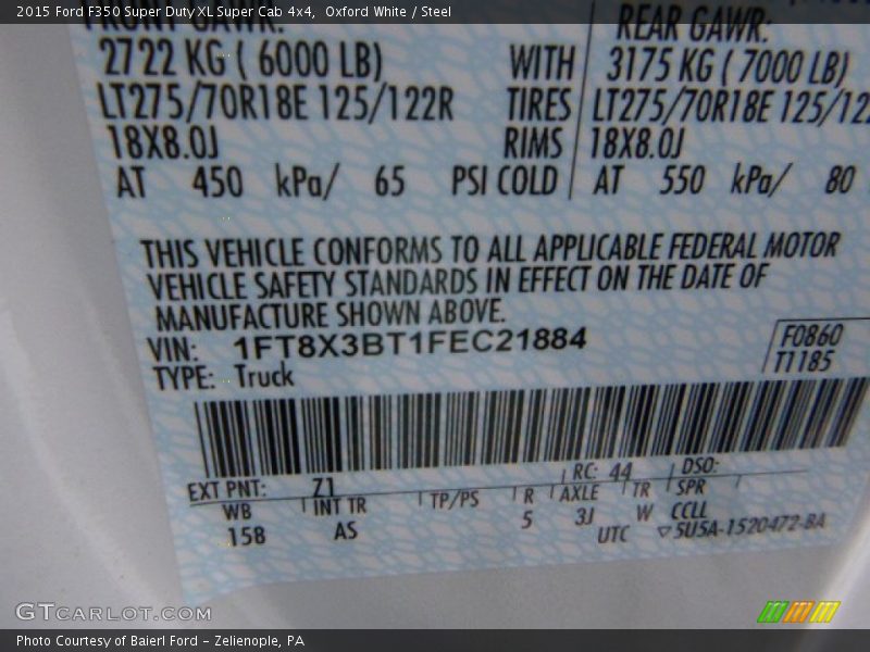 Oxford White / Steel 2015 Ford F350 Super Duty XL Super Cab 4x4