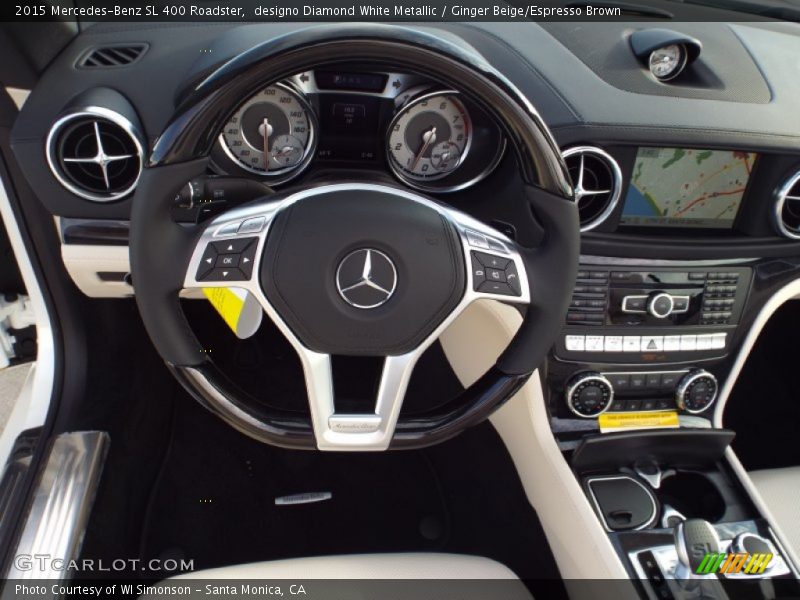 designo Diamond White Metallic / Ginger Beige/Espresso Brown 2015 Mercedes-Benz SL 400 Roadster