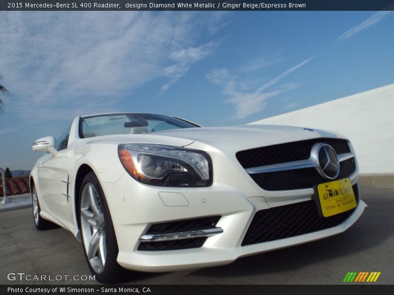 designo Diamond White Metallic / Ginger Beige/Espresso Brown 2015 Mercedes-Benz SL 400 Roadster