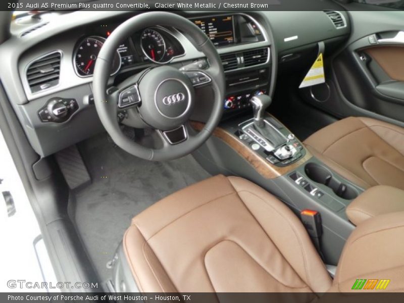 Glacier White Metallic / Chestnut Brown 2015 Audi A5 Premium Plus quattro Convertible