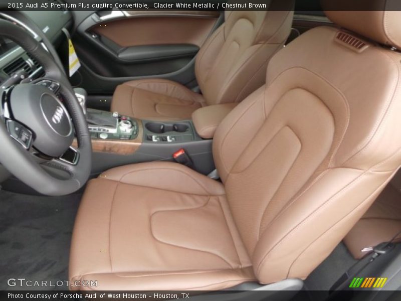 Glacier White Metallic / Chestnut Brown 2015 Audi A5 Premium Plus quattro Convertible