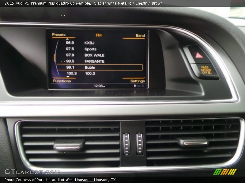 Glacier White Metallic / Chestnut Brown 2015 Audi A5 Premium Plus quattro Convertible