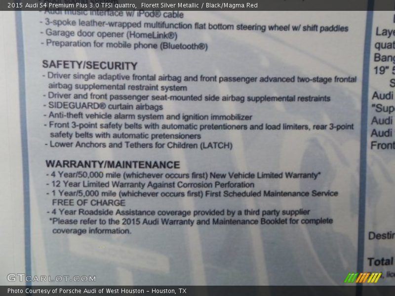 Florett Silver Metallic / Black/Magma Red 2015 Audi S4 Premium Plus 3.0 TFSI quattro