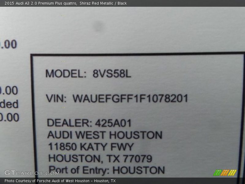 Shiraz Red Metallic / Black 2015 Audi A3 2.0 Premium Plus quattro