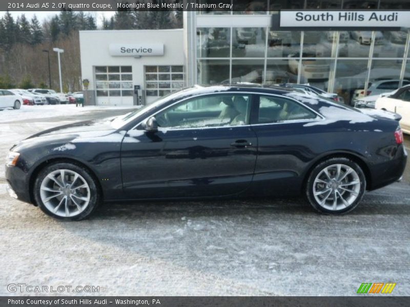 Moonlight Blue Metallic / Titanium Gray 2014 Audi A5 2.0T quattro Coupe