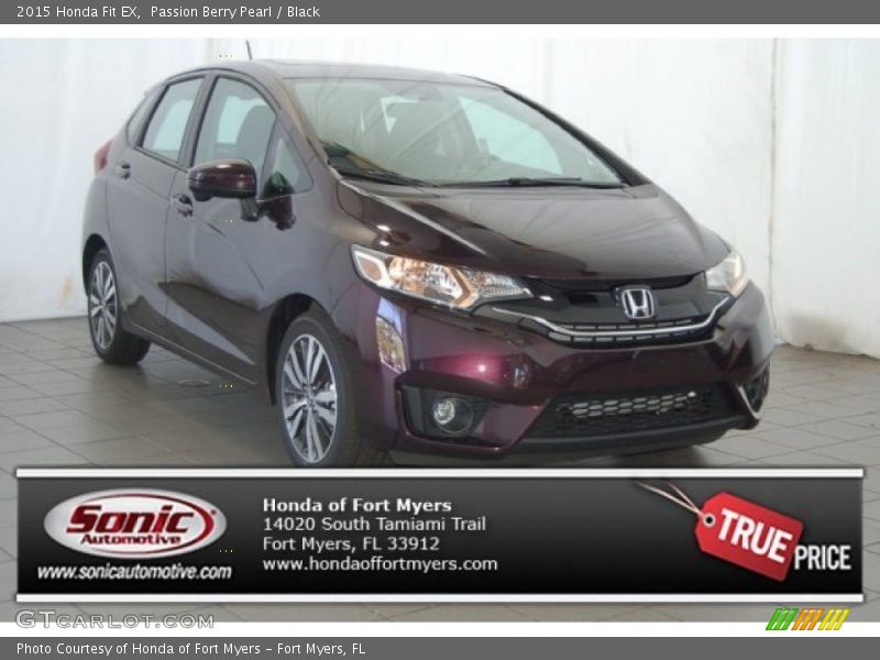 Passion Berry Pearl / Black 2015 Honda Fit EX