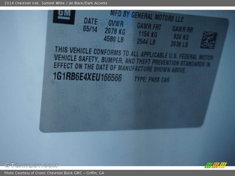 Summit White / Jet Black/Dark Accents 2014 Chevrolet Volt