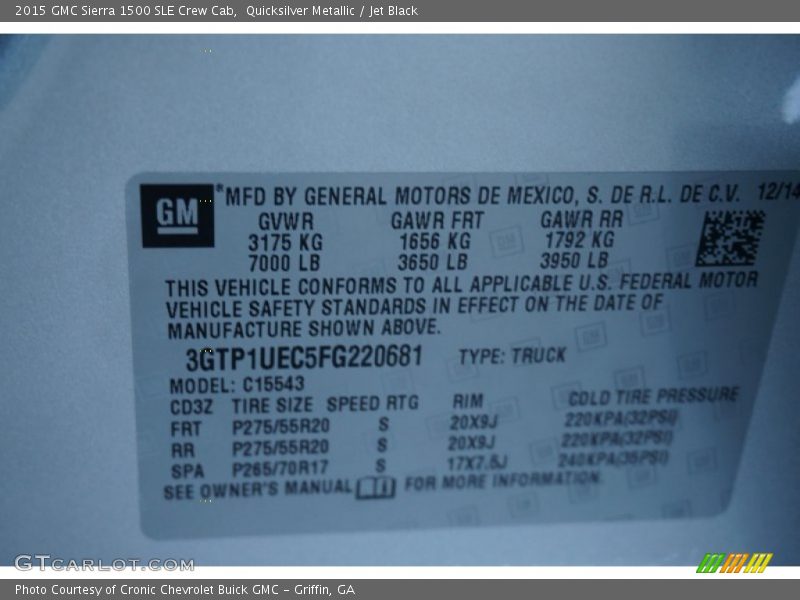 Quicksilver Metallic / Jet Black 2015 GMC Sierra 1500 SLE Crew Cab