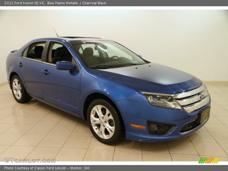 Blue Flame Metallic / Charcoal Black 2012 Ford Fusion SE V6