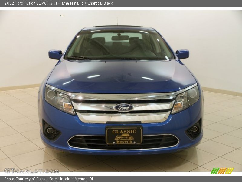 Blue Flame Metallic / Charcoal Black 2012 Ford Fusion SE V6