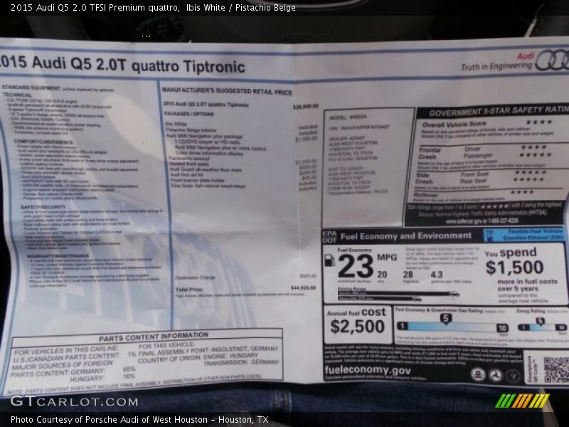 Ibis White / Pistachio Beige 2015 Audi Q5 2.0 TFSI Premium quattro