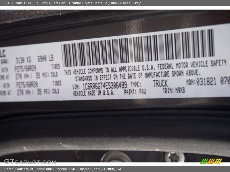 Granite Crystal Metallic / Black/Diesel Gray 2014 Ram 1500 Big Horn Quad Cab