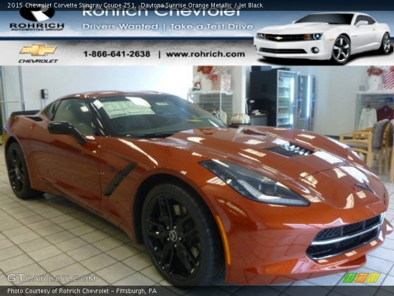 Daytona Sunrise Orange Metallic / Jet Black 2015 Chevrolet Corvette Stingray Coupe Z51
