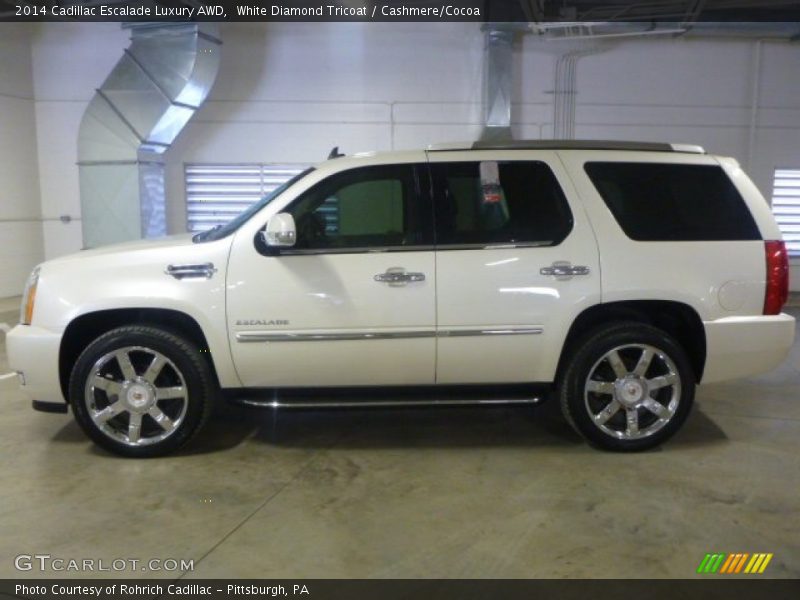 White Diamond Tricoat / Cashmere/Cocoa 2014 Cadillac Escalade Luxury AWD