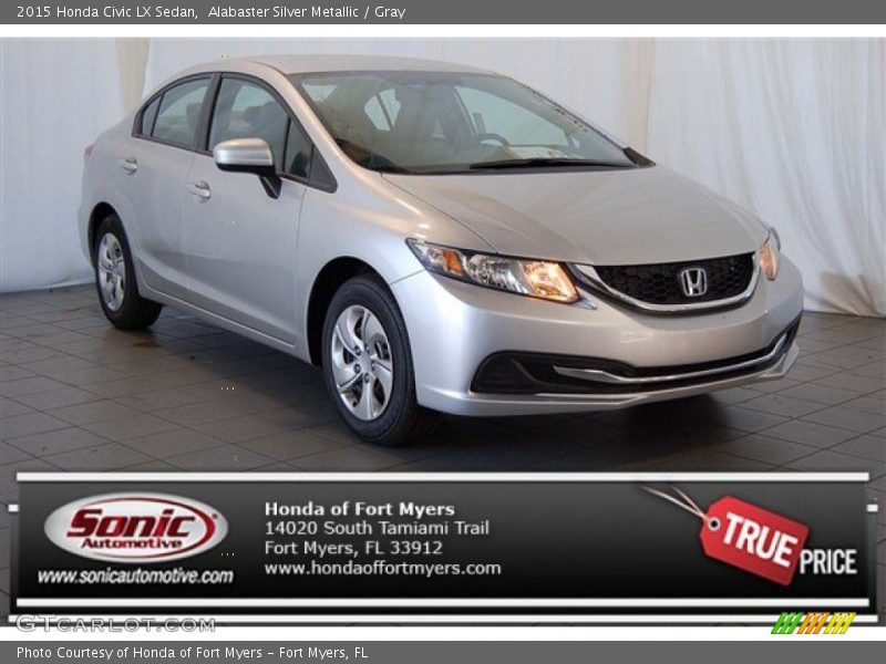 Alabaster Silver Metallic / Gray 2015 Honda Civic LX Sedan