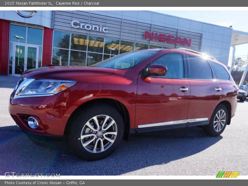 Cayenne Red / Charcoal 2015 Nissan Pathfinder SL