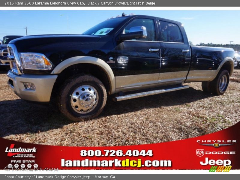 Black / Canyon Brown/Light Frost Beige 2015 Ram 3500 Laramie Longhorn Crew Cab